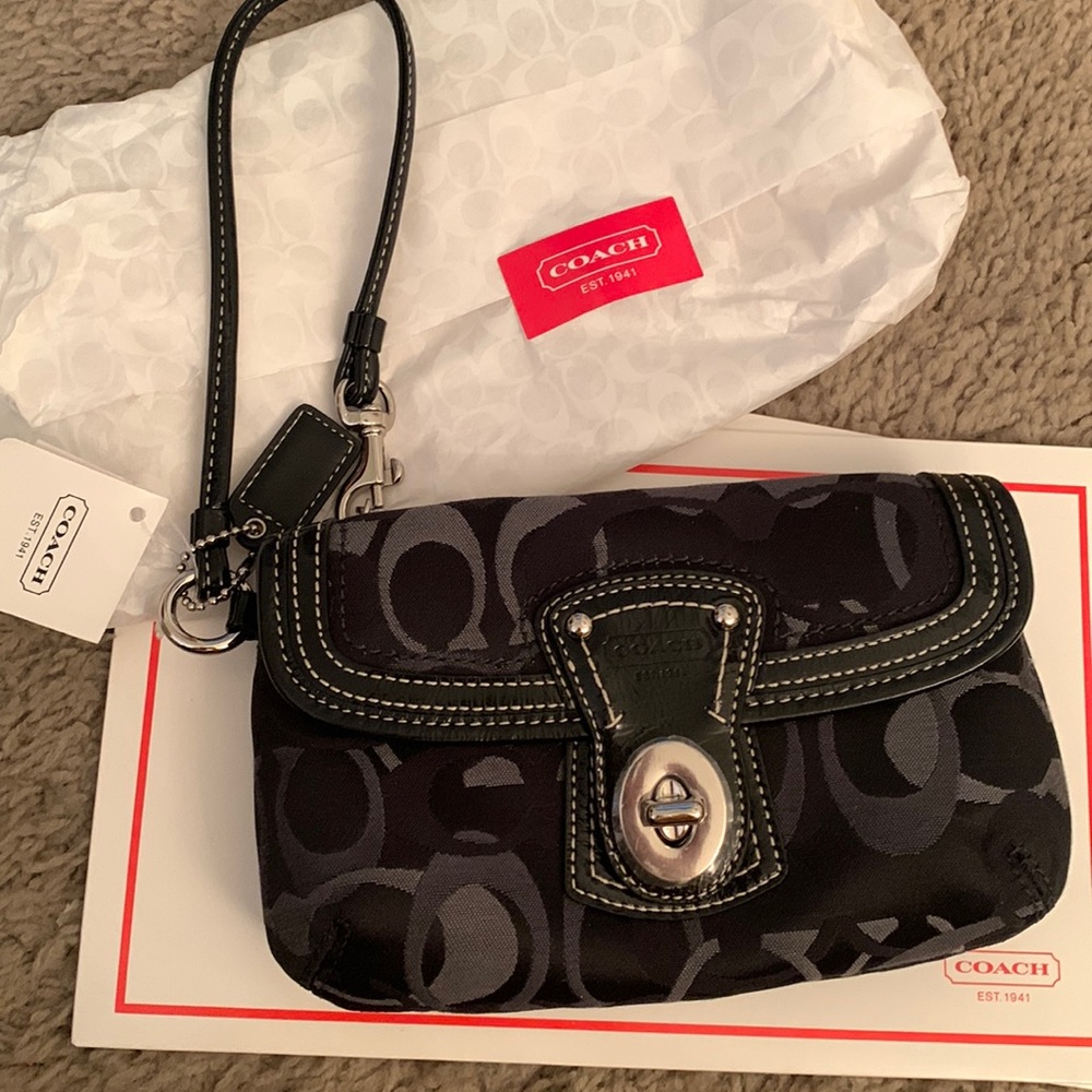 Coach Black Canvas Wristlet